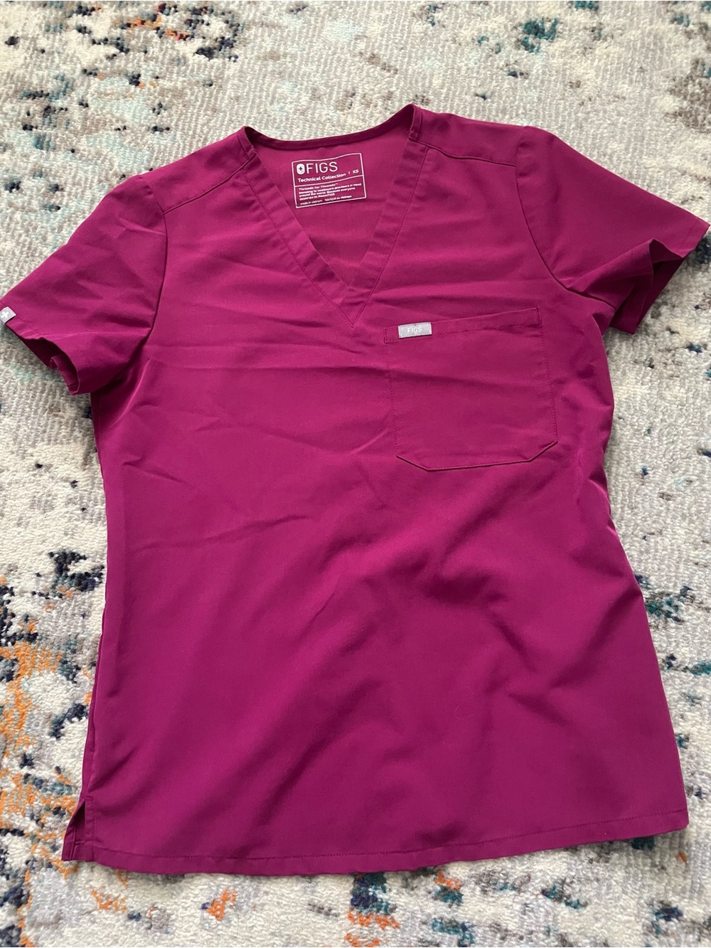FIGS Women’s V-Neck Tunic Top in Magenta
